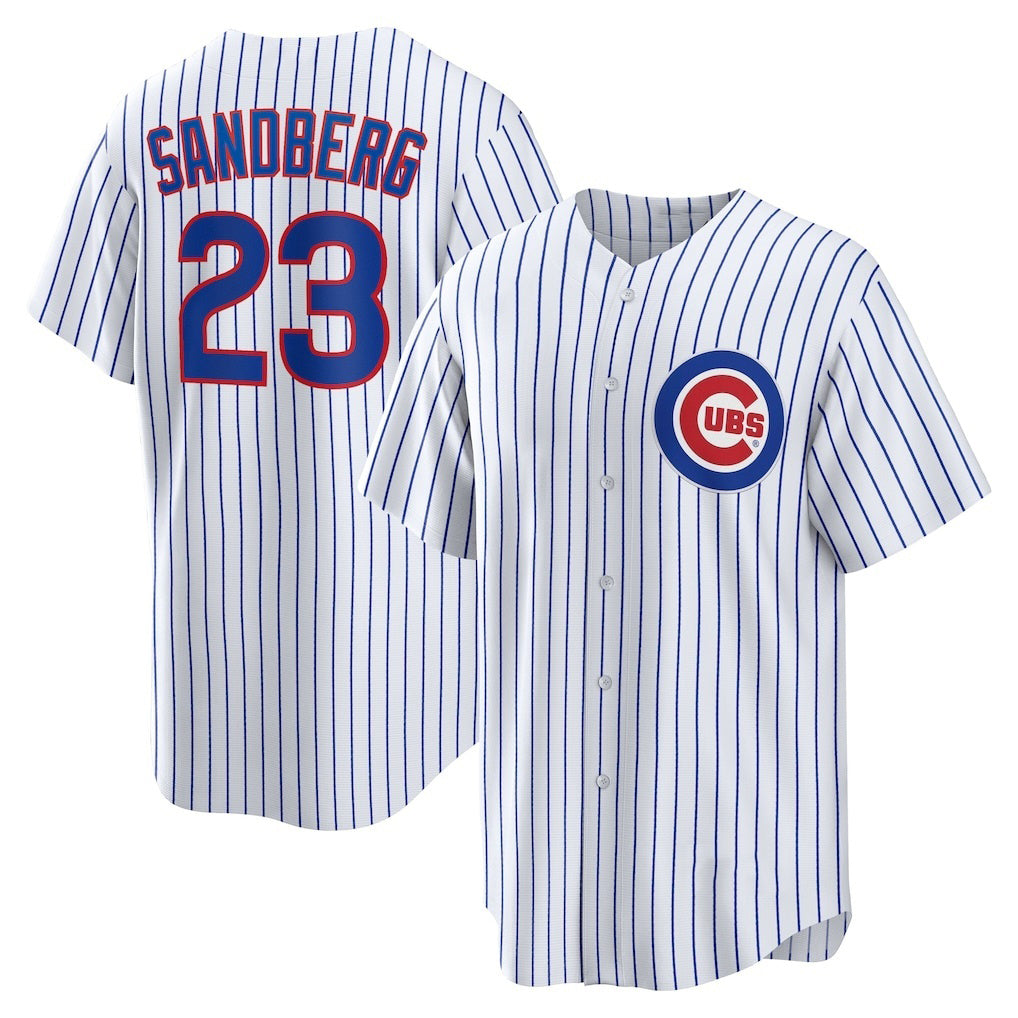 Boles  Chicago Cubs #23 Ryne Sandberg White  Home Retired Player Replica Jersey