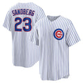 Boles  Chicago Cubs #23 Ryne Sandberg White  Home Retired Player Replica Jersey
