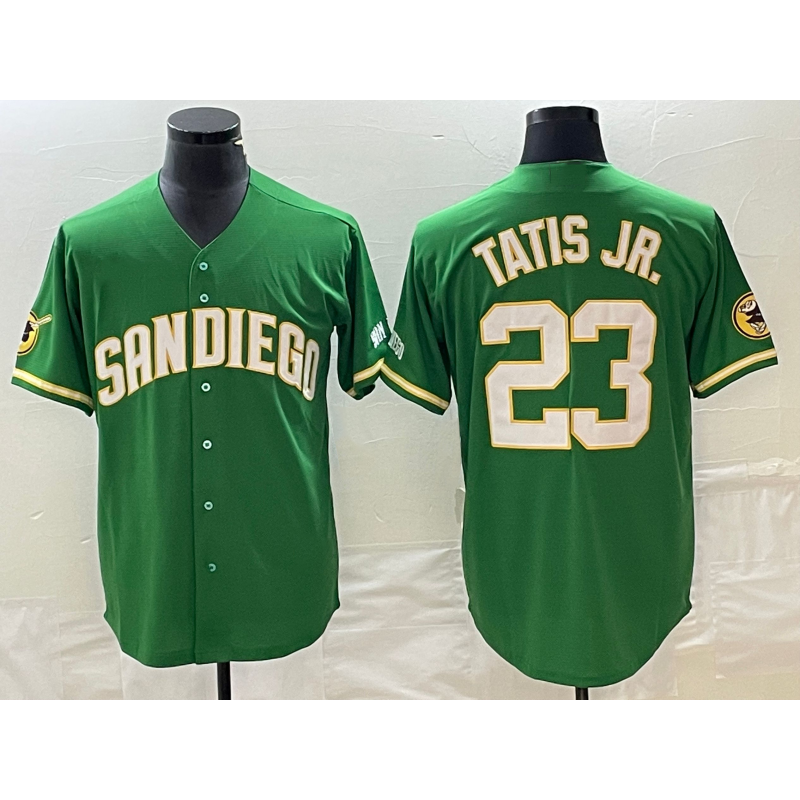 Boles  San Diego Padres #23 Fernando Tatis Jr Green  Cool Base Stitched Jersey