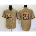 Boles  San Diego Padres #23 Fernando Tatis Jr Number Tan  NEW 2023 Cool Base Stitched Jersey