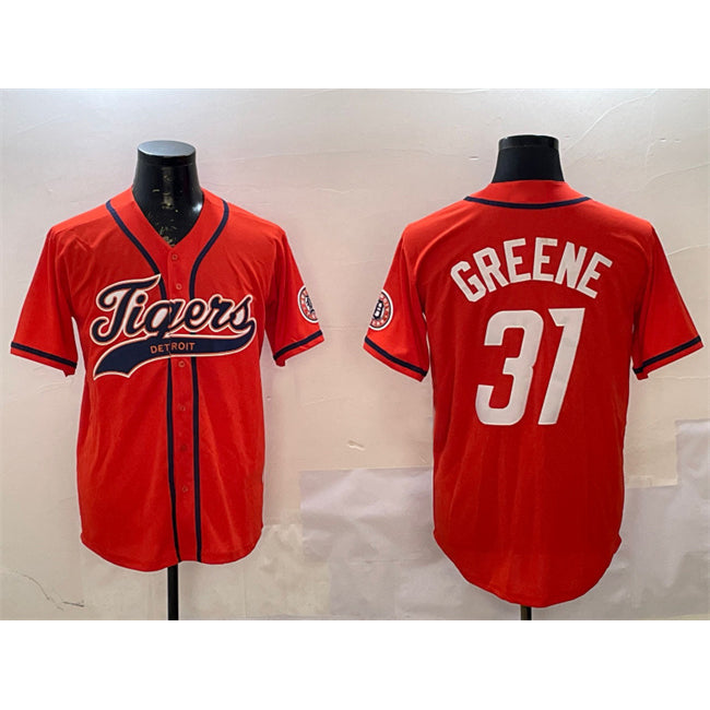 Boles Detroit Tigers #31 Riley Greene Orange  With Patch Cool Base Stitched Jersey 2