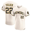Boles    Milwaukee Brewers #22 Christian Yelich Cream  Home Elite Player Jersey