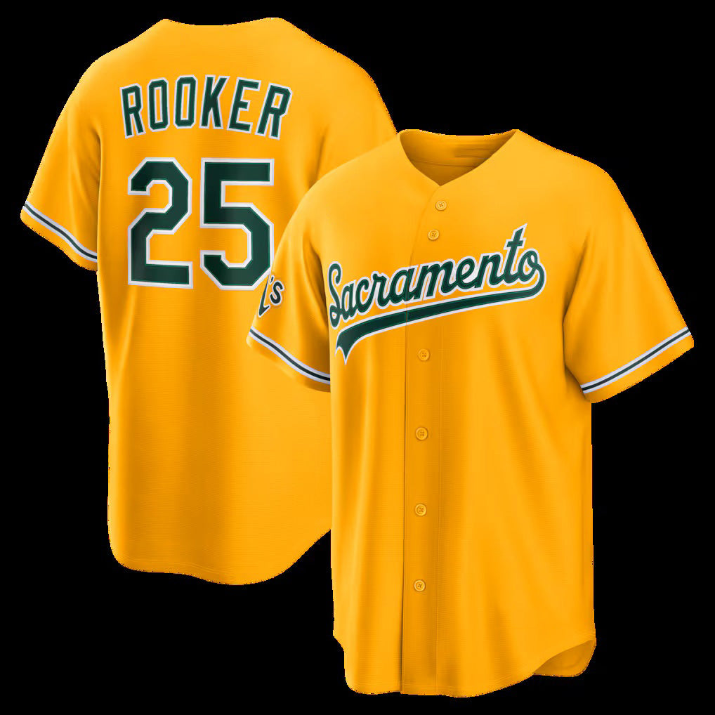Boles  Oakland Athletics  #25 Brent Rooker Gold  Alternate Stadium Jersey