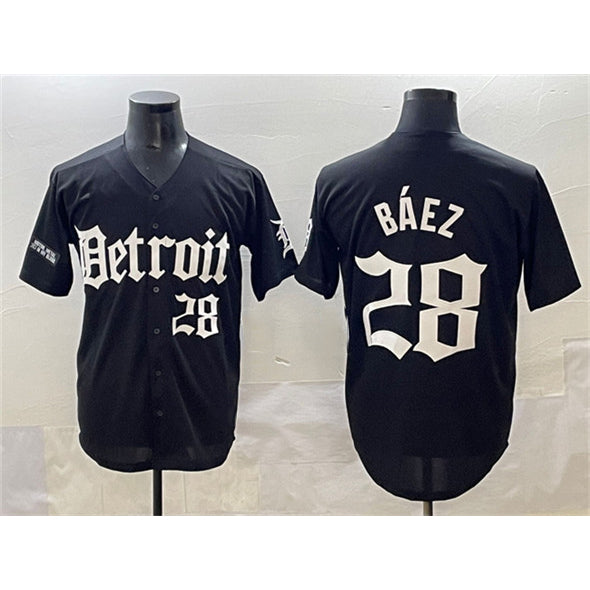 Boles Detroit Tigers #28 Javier B¨¢ez Black  'Motor Gothic Edition' Vapor Premier Limited Stitched Jersey