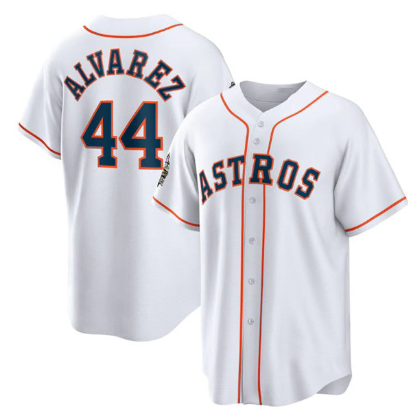 Boles Houston Astros #44 Yordan Alvarez White  2022 World Series Home Stitched Jersey