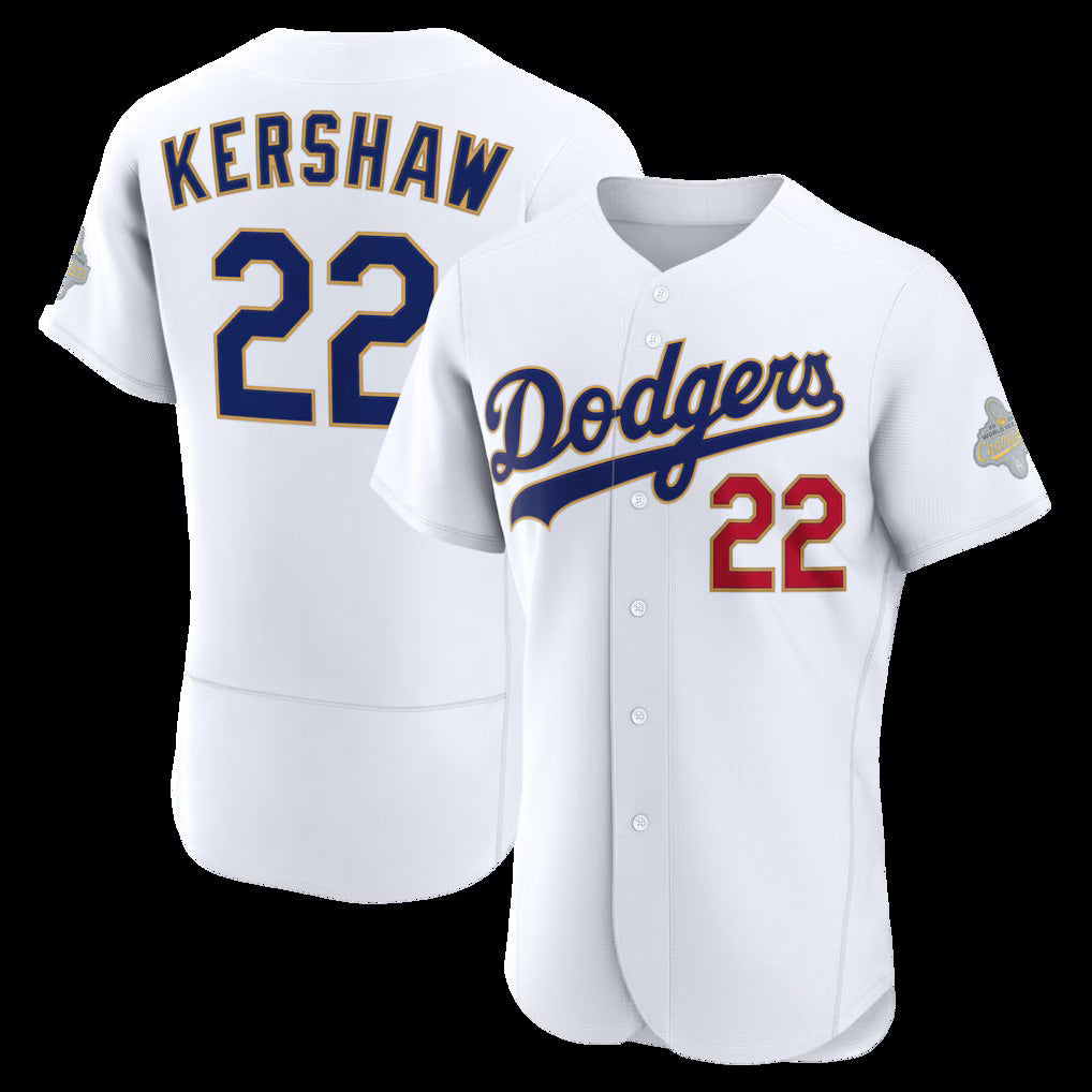 Boles Los Angeles Dodgers #22 Clayton Kershaw White  2026 Gold Collection Authentic Jersey