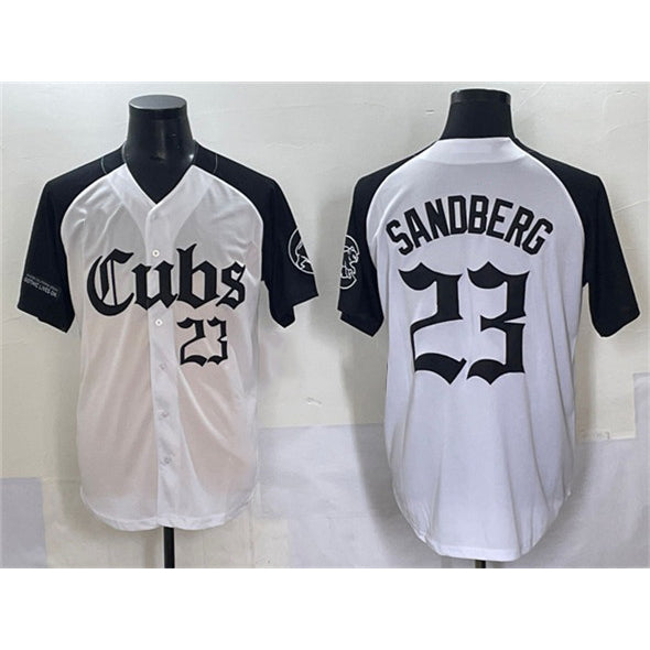 Boles  Chicago Cubs #23 Ryne Sandberg White Black  'Gothic North Side Edition' Vapor Premier Limited Stitched Jersey