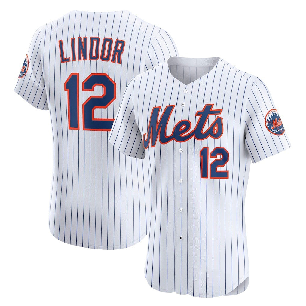Boles  New York Mets #12 Francisco Lindor White  Home Elite Player Jersey
