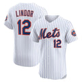 Boles  New York Mets #12 Francisco Lindor White  Home Elite Player Jersey