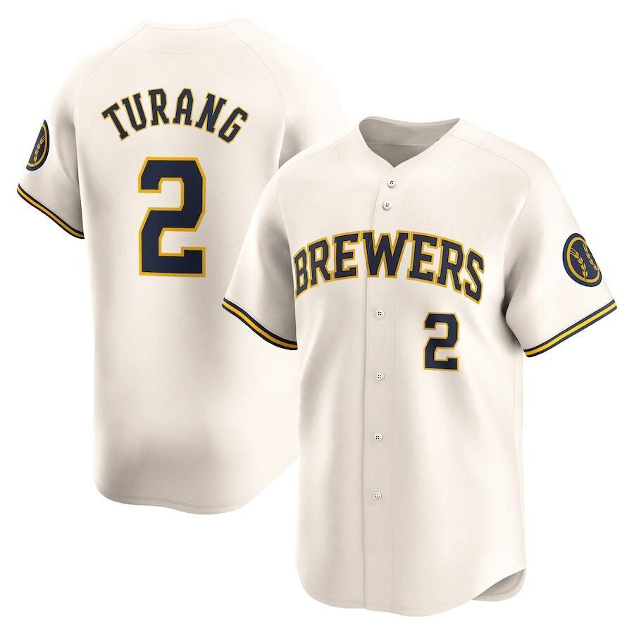 Boles    Milwaukee Brewers #2 Brice Turang Cream  Limited Jersey