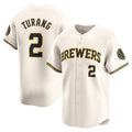 Boles    Milwaukee Brewers #2 Brice Turang Cream  Limited Jersey