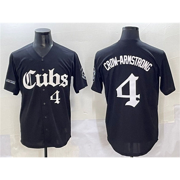 Boles  Chicago Cubs #4 Pete Crow-Armstrong Black  'Gothic North Side Edition' Vapor Premier Limited Stitched Jersey