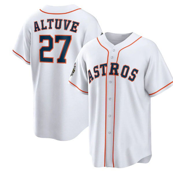 Boles Houston Astros #27 Jose Altuve White  2022 World Series Home Stitched Jersey