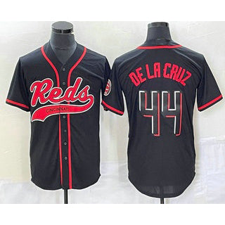 Boles Cincinnati Reds #44 Elly De La Cruz Black  With Patch Cool Base Stitched Jersey