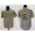 Boles  Oakland Athletics  #16 Nick Kurtz Grey  Cool Base Stitched Baseball Jersey