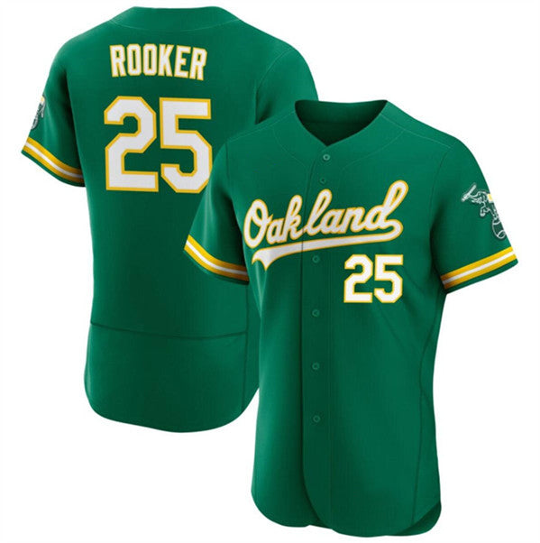 Boles  Oakland Athletics  #25 Brent Rooker Green  Flex Base Stitched Jersey