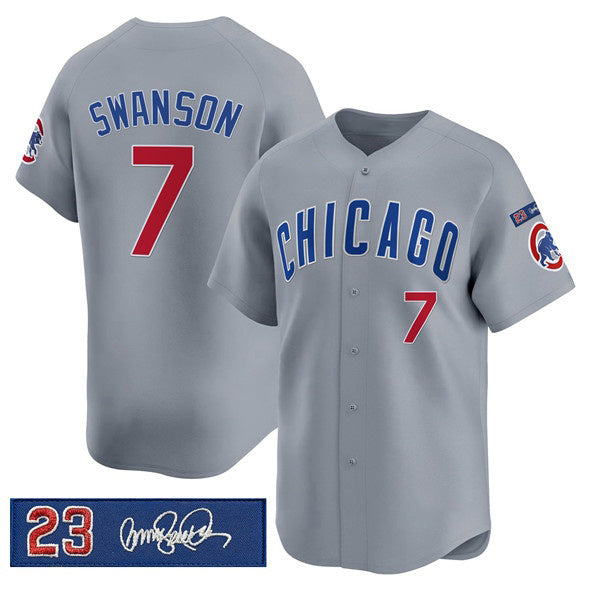 Boles  Chicago Cubs #7 Dansby Swanson Gray  'Ryne Sandberg Tribute' Vapor Limited V3 Stitched Jersey
