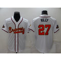 Boles Atlanta Braves #27 Austin Riley 2022 White Gold  World Series Champions Program Cool Base Stitched Jersey