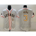 Boles Houston Astros #3 Jeremy Pena Number 2023 White Gold  World Serise Champions Patch Flex Base Stitched Jersey 2