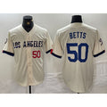Boles Los Angeles Dodgers #50 Mookie Betts Number Cream  2024 City Connect Limited Stitched Jersey 2