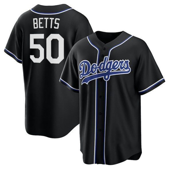 Boles Los Angeles Dodgers #50 Mookie Betts Black  Lights Out Limited Stitched Jersey