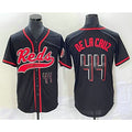 Boles Cincinnati Reds #44 Elly De La Cruz Number Black  With Patch Cool Base Stitched Jersey