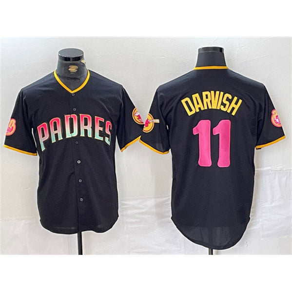 Boles  San Diego Padres #11 Yu Darvish Black  Cool Base Stitched Jersey