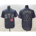 Boles  New York Mets #12 Francisco Lindor Number Grey  2024 City Connect Cool Base Stitched Jerseys