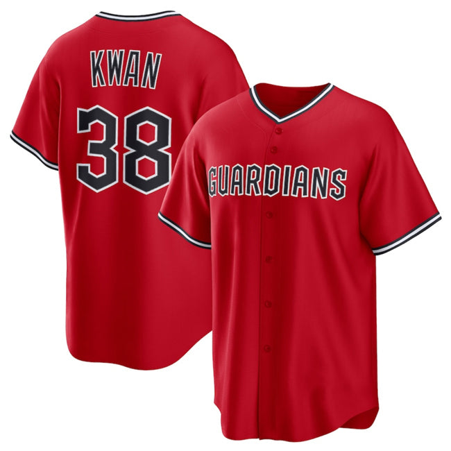 Boles  Cleveland Guardians #38 Steven Kwan Red  Cool Base Limited Stitched Jersey