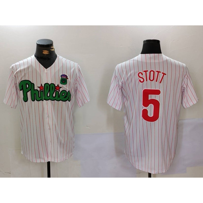 Boles  Philadelphia Phillies #5 Bryson Stott White Green  Cool Base Stitched Jersey 2