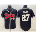 Boles Atlanta Braves #27 Austin Riley Black  Cool Base Stitched Jersey 2