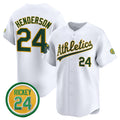 Boles  Oakland Athletics  #24 Rickey Henderson White  2024 Home Limited With Rickey Henderson Patch Stitched Jersey