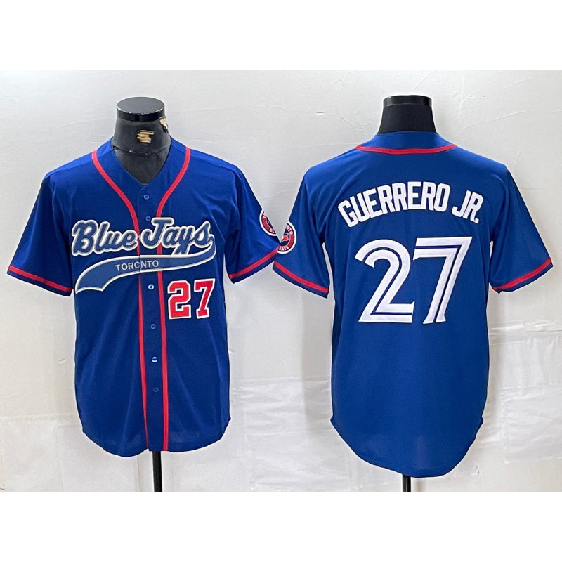 Boles  Toronto Blue Jays #27 Vladimir Guerrero Jr Blue  Cool Base Stitched Jersey 3