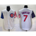 Boles  Chicago Cubs #7 Dansby Swanson White  Pinstripe 2025 Independence Day Vapor Premier Limited Stitched Jersey