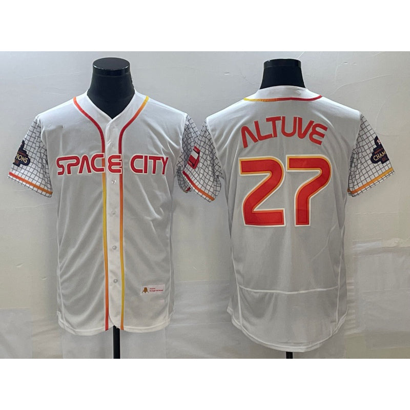 Boles Houston Astros #27 Jose Altuve Number White  2023 City Connect Flex Base Stitched Jersey 3