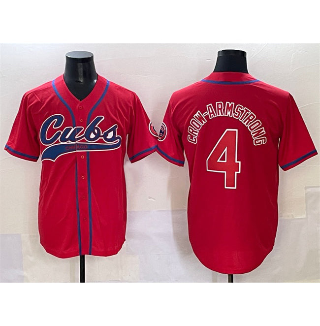 Boles  Chicago Cubs #4 Pete Crow-Armstrong Red  Cool Base Stitched Jersey