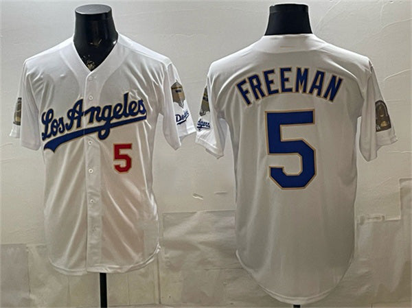 Boles Los Angeles Dodgers #5 Freddie Freeman White  2026 Gold Collection 9x & B2B Champs Patch Stitched Jersey