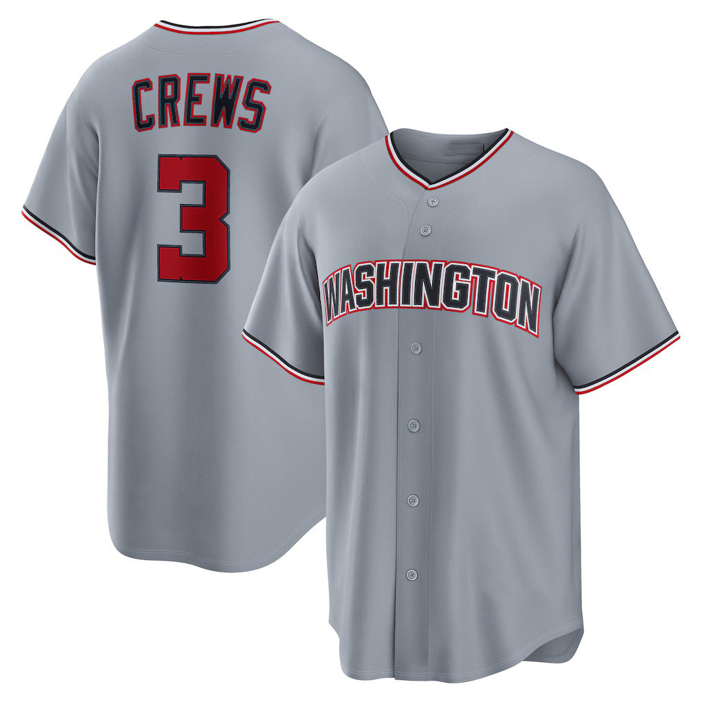 Boles  Washington Nationals #3 Dylan Crews Gray  Road Replica Jersey