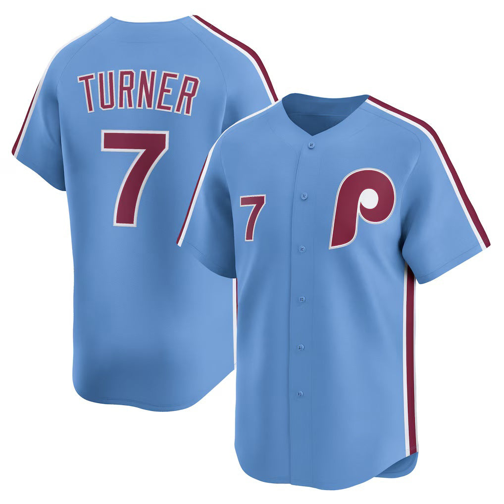 Boles  Philadelphia Phillies #7 Trea Turner Light Blue  Alternate Limited Player Jersey