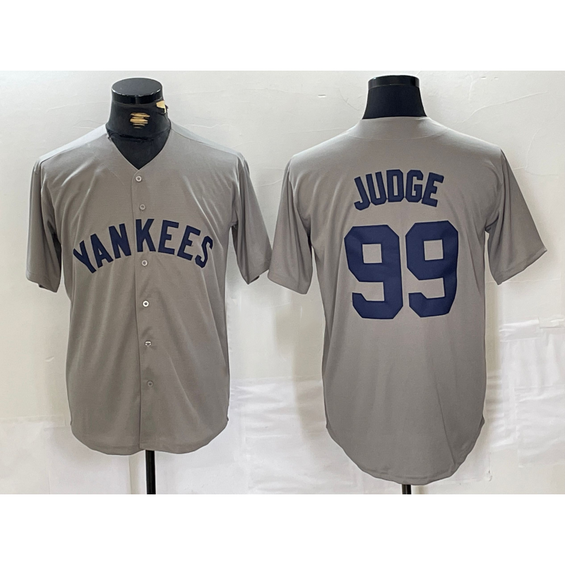 Boles  New York Yankees #99 Aaron Judge Name Grey  Stitched Throwback Jersey