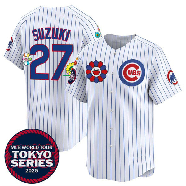 Boles  Chicago Cubs #27 Seiya Suzuki White  2025 Tokyo Series Limited Stitched Jersey