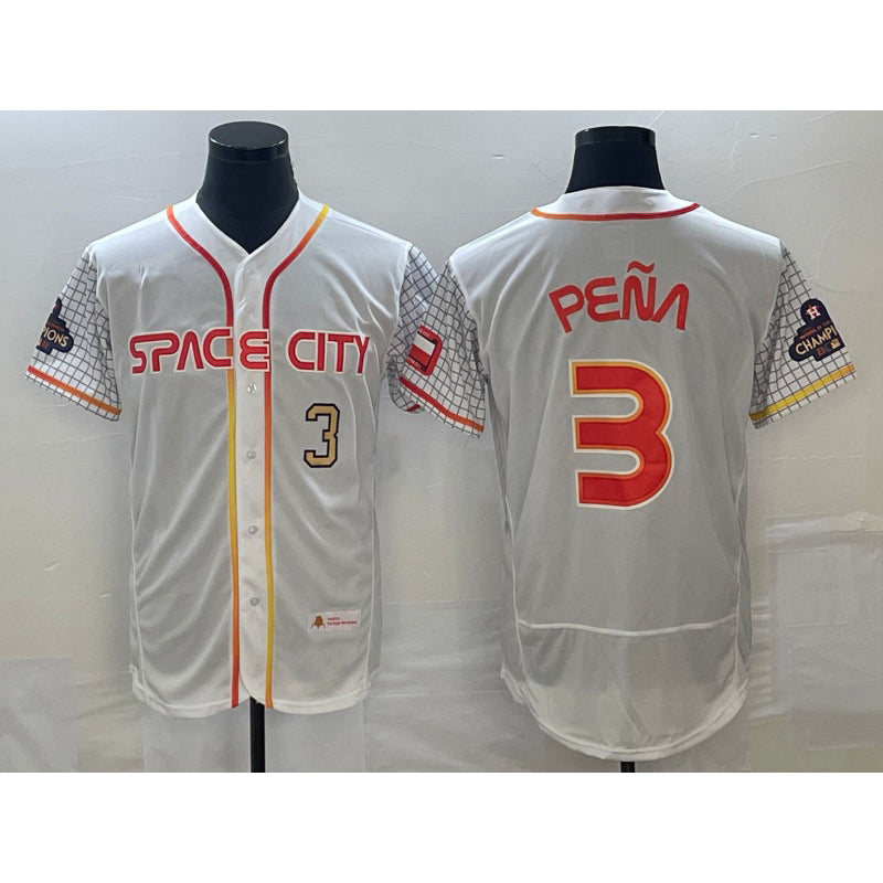 Boles Houston Astros #3 Jeremy Pena Number White  2023 City Connect Flex Base Stitched Jersey 2