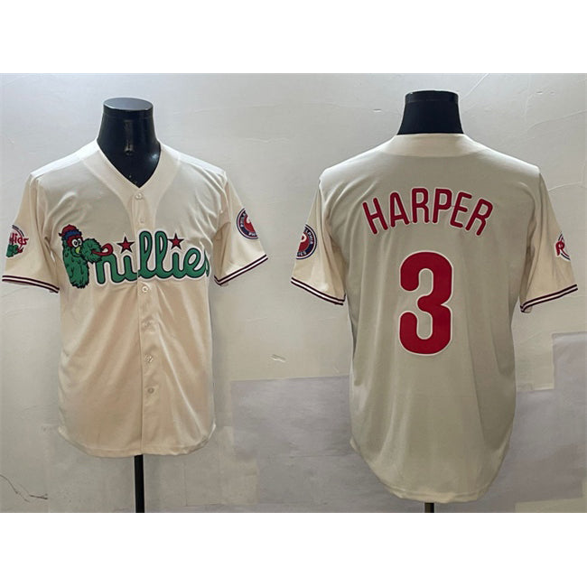 Boles  Philadelphia Phillies #3 Bryce Harper Cream  Phanatic Limited Stitched Jersey