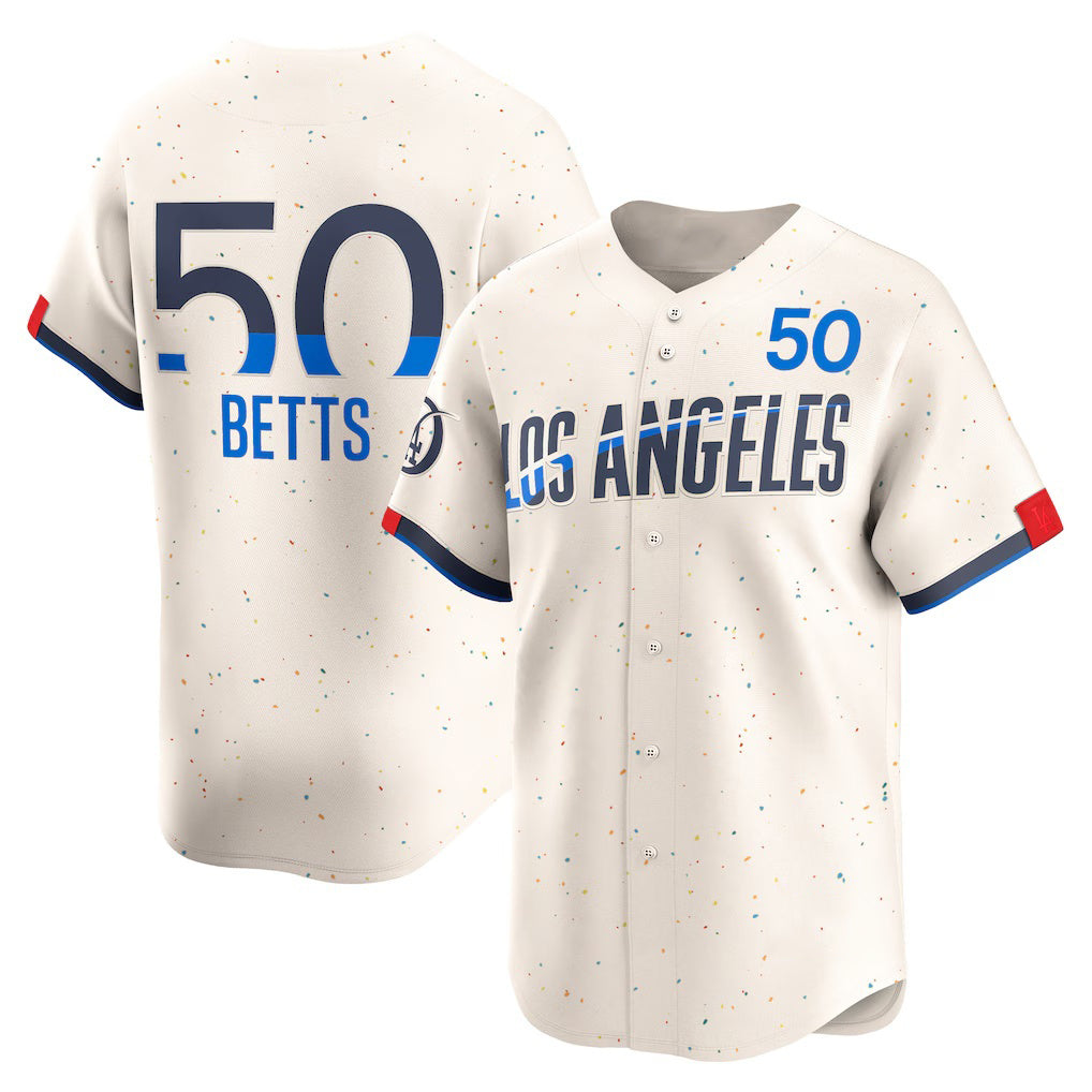 Boles Los Angeles Dodgers #50 Mookie Betts Cream  City Connect Limited Player Jersey