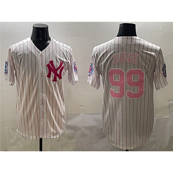 Boles  New York Yankees #99 Aaron Judge Pink  With Patch Limited Stitched Jersey