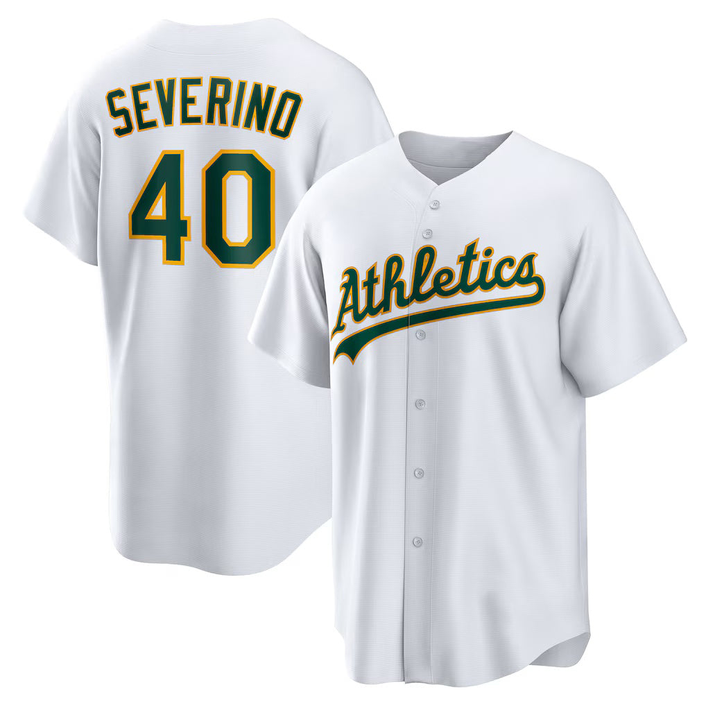 Boles  Oakland Athletics  #40 Luis Severino White  Home Replica Jersey