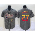Boles Houston Astros #27 Jose Altuve Number Grey  Gridiron Cool Base Stitched Jersey