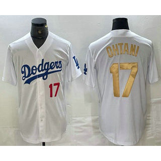 Boles Los Angeles Dodgers #17 Shohei Ohtani Number White Gold  Stitched Cool Base Jersey 2
