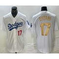 Boles Los Angeles Dodgers #17 Shohei Ohtani Number White Gold  Stitched Cool Base Jersey 2