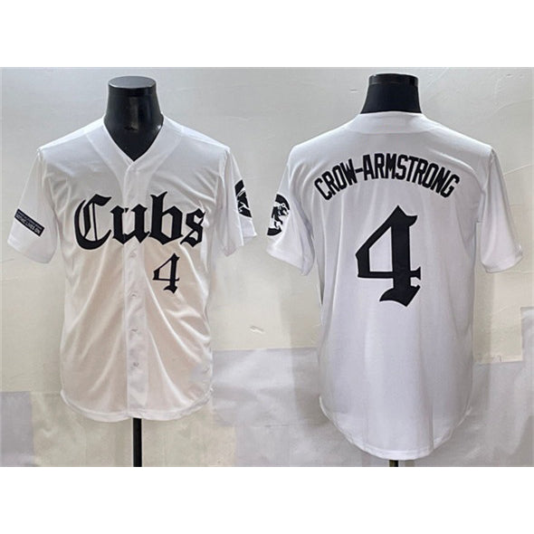 Boles  Chicago Cubs #4 Pete Crow-Armstrong White  'Gothic North Side Edition' Vapor Premier Limited Stitched Jersey